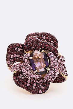 Fashionable Crystal Flower Iconic Stretch Ring LARB2172