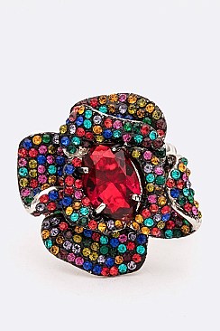 Fashionable Crystal Flower Iconic Stretch Ring LARB2172