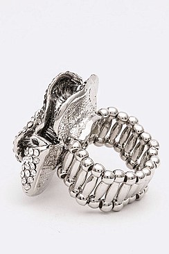 Fashionable Crystal Flower Iconic Stretch Ring LARB2172
