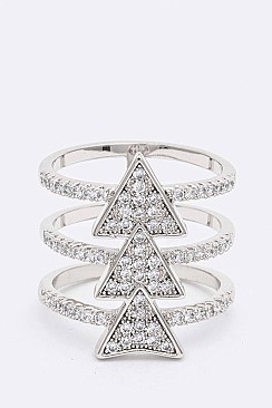 Crystal Triangle Bar Iconic Size Ring LARS2244