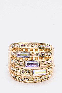 Crystal Baguette Cocktail Stretch Ring LARB2184
