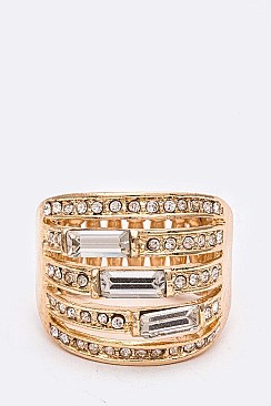 Crystal Baguette Cocktail Stretch Ring LARB2184