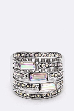 Crystal Baguette Cocktail Stretch Ring LARB2184