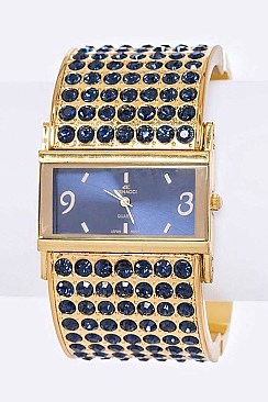 Stylish Pave Crystals Bangle Watch LA 05-BG433L32