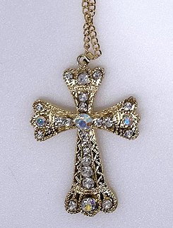 Embelished Rhinestone Cross necklace with chain