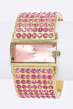 Stylish Pave Crystals Bangle Watch LA 05-BG433L32