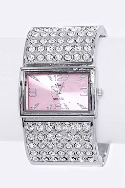 Stylish Pave Crystals Bangle Watch LA 05-BG433L32
