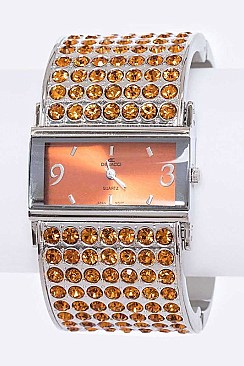 Stylish Pave Crystals Bangle Watch LA 05-BG433L32