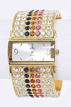Stylish Pave Crystals Bangle Watch LA 05-BG433L32