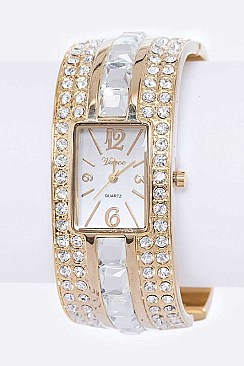 Fashion Women Bangle Watch Crystal Embellished LA134