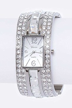 Fashion Women Bangle Watch Crystal Embellished LA134