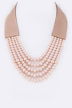 Posh Multi-Layer Beads Leather Back Necklace LA-N5977