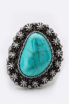Elegant Turquoise Pebble Stretch Ring LASR0033