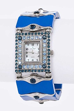 Resin Fashion Bangle Watch with Crystal Embellishments LABG774L17
