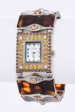 Stylish Crystal & Resin Bangle Watch LA 05-BG774L17
