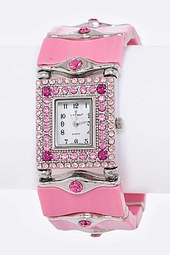 Resin Fashion Bangle Watch with Crystal Embellishments LABG774L17