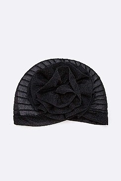 PACK OF 12 METALLIC LUREX FLOWER TURBAN HAT SET