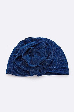 PACK OF 12 METALLIC LUREX FLOWER TURBAN HAT SET