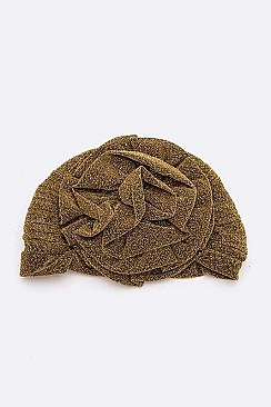 PACK OF 12 METALLIC LUREX FLOWER TURBAN HAT SET