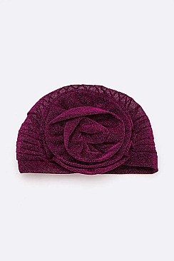PACK OF 12 METALLIC LUREX FLOWER TURBAN HAT SET
