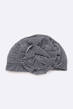 PACK OF 12 METALLIC LUREX FLOWER TURBAN HAT SET