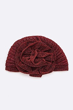 PACK OF 12 METALLIC LUREX FLOWER TURBAN HAT SET