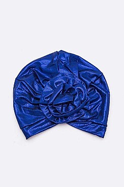 PACK OF 12 METALLIC FLOWER TURBAN HAT SET