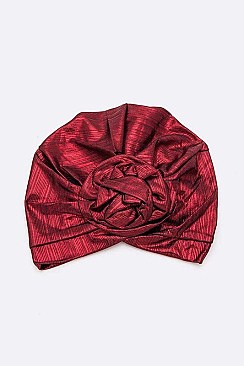 PACK OF 12 METALLIC FLOWER TURBAN HAT SET