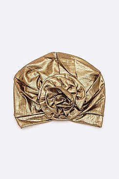 PACK OF 12 METALLIC FLOWER TURBAN HAT SET
