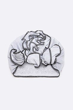 PACK OF 12 CONVERTIBLE STONE EMBELLISHED FLOWER TURBAN SET