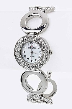 Stylish Crystal Hoops Bracelet Watch LA-161