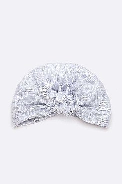 PACK OF 12 LAME FLOWER TURBAN SET