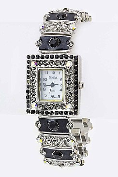 Stylish Pave Crystals Enamel Bracelet Watch LA-OB1219L2