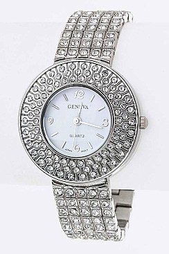 Stylish Pave Crystals Bracelet Watch LA-OB1219L1