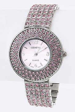 Stylish Pave Crystals Bracelet Watch LA-OB1219L1