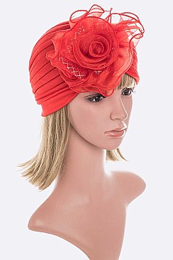 Pack of 12 Trendy Organza Flower Turban Set