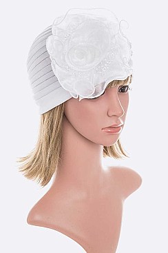 Pack of 12 Trendy Organza Flower Turban Set