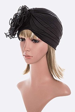 Pack of 12 Trendy Organza Flower Turban Set
