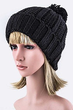 Classy Pom Pom Knit Beanie LA-HA300103