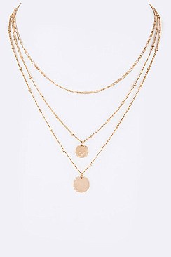 Stylish Metal Disk Multi-Layer Necklace LA-ON6502Z