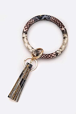 Snake Print Tassel Key Ring Bracelet
