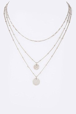 Stylish Metal Disk Multi-Layer Necklace LA-ON6502Z