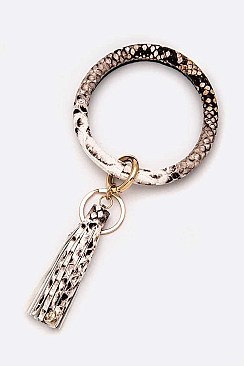 Snake Print Tassel Key Ring Bracelet