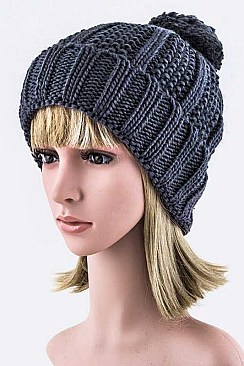 Classy Pom Pom Knit Beanie LA-HA300103