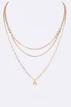 Chic CZ Petite Horn Pendant Layer Necklace LA-ON6421