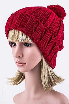 Classy Pom Pom Knit Beanie LA-HA300103
