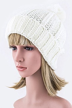Classy Pom Pom Knit Beanie LA-HA300103