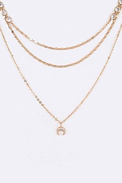Chic CZ Petite Horn Pendant Layer Necklace LA-ON6421