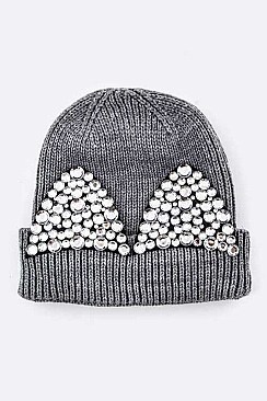 Fashionable Crystal Ears Beanie Hat LA-HA400086
