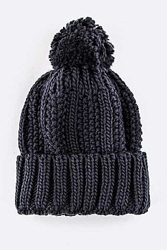 Classy Pom Pom Knit Beanie LA-HA300103
